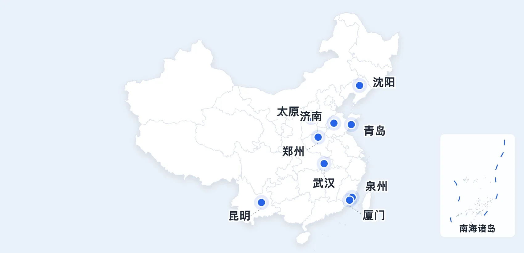 合作机场覆盖全国重点城市分布地图